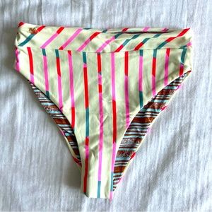 Maaji Heartbreak Suzy Q High Waist Striped Bikini Bottoms